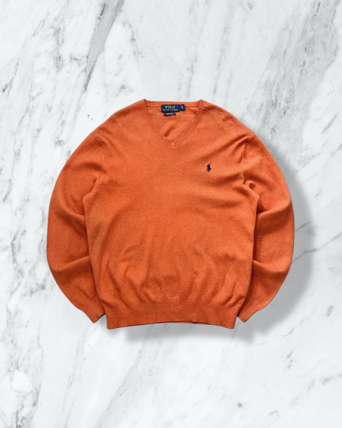 폴로 랄프로렌 피마 코튼 오렌지 브이넥 니트 상품이미지1