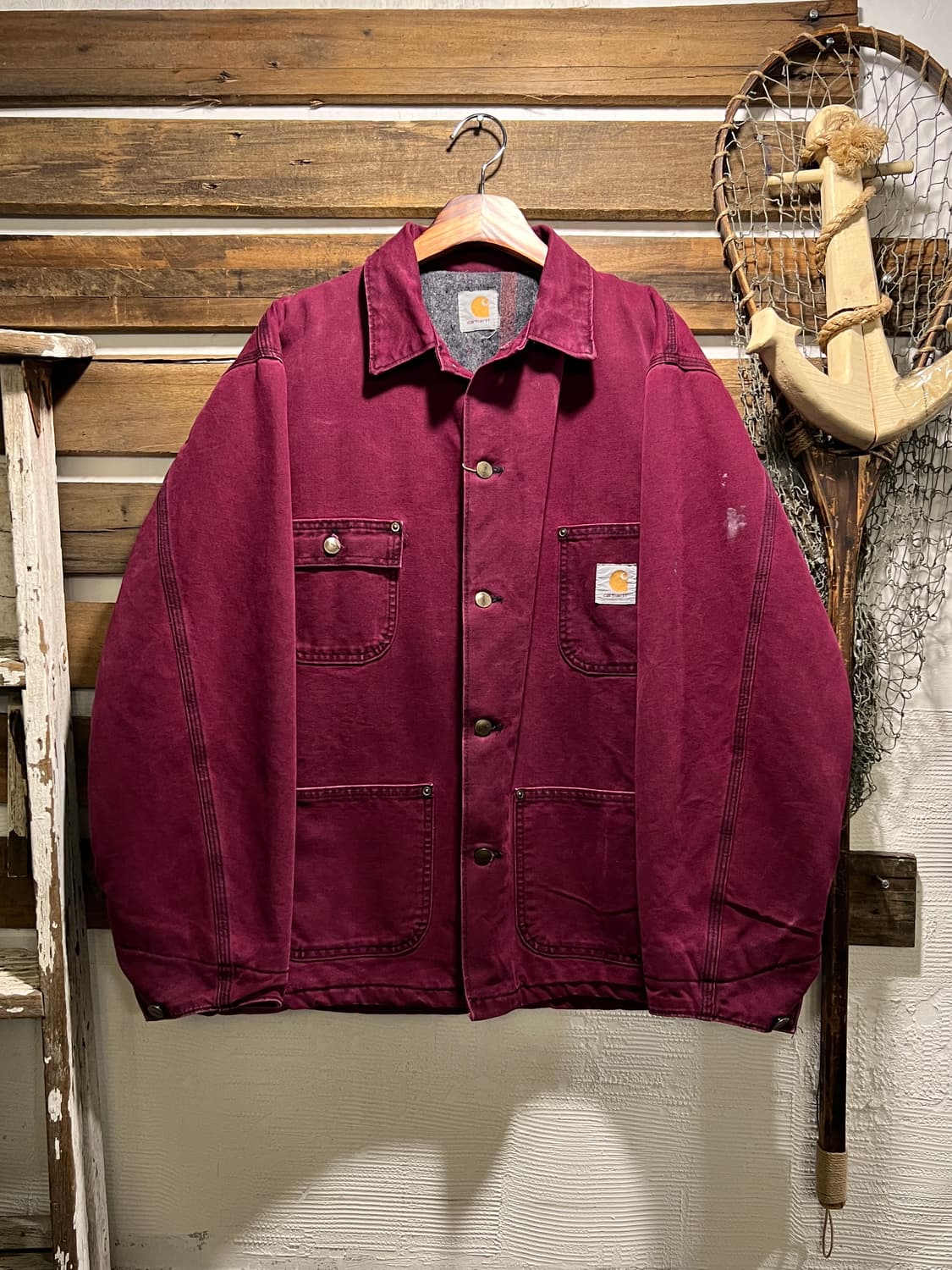 [XL]90's 칼하트 USA CB181 블랭킷 라이닝 루비 초어 자켓 상품이미지1