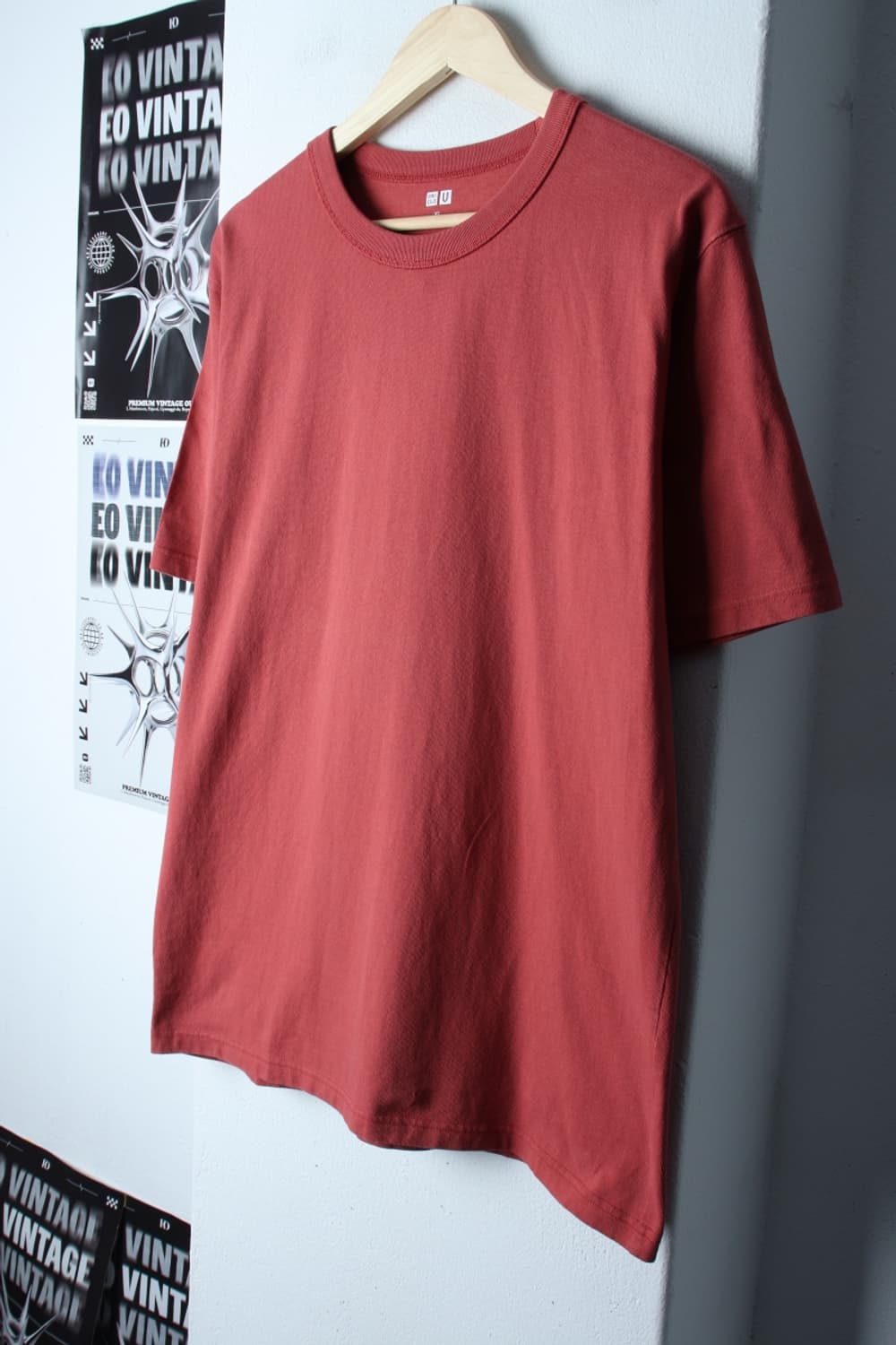 (XL-2XL) 유니클로 반팔 티셔츠 U라인 레드 무지-H31149 상품이미지1