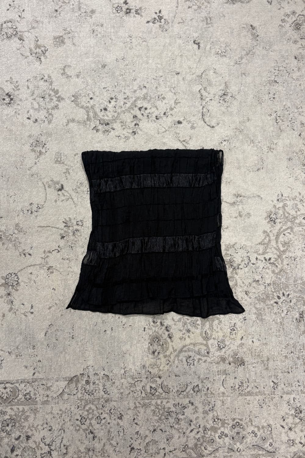 Black Pleated Mesh Scarf 상품이미지2