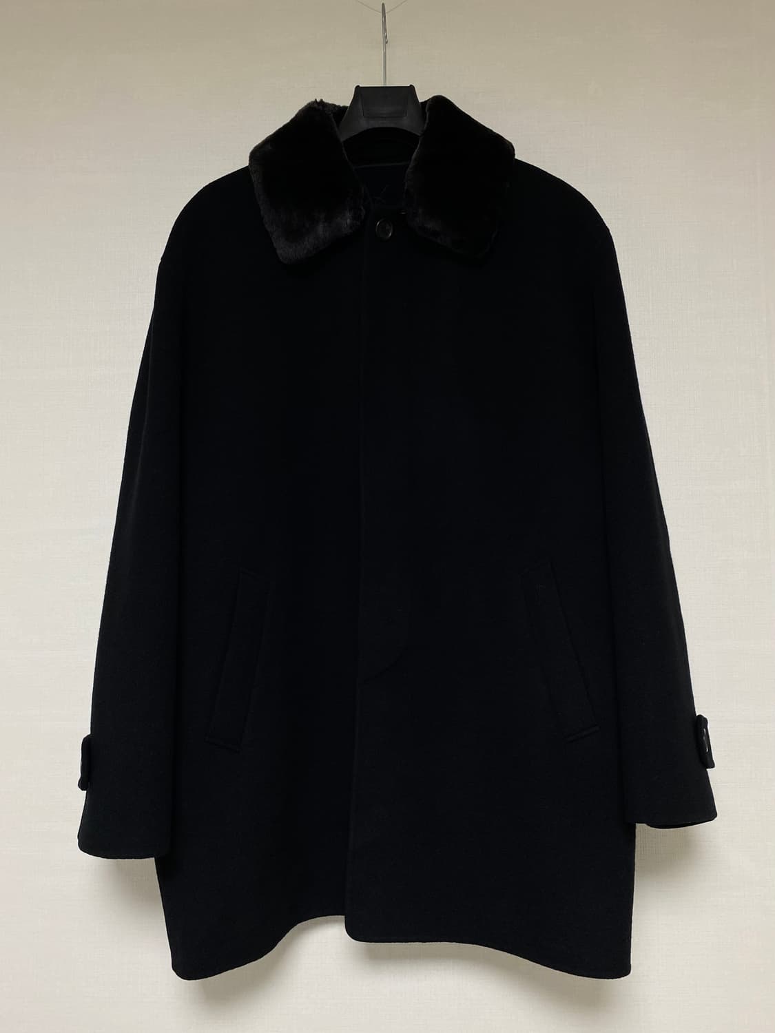 YVES SAINT LAURENT YSL 로고 울캐시미어 발마칸 코트 상품이미지1