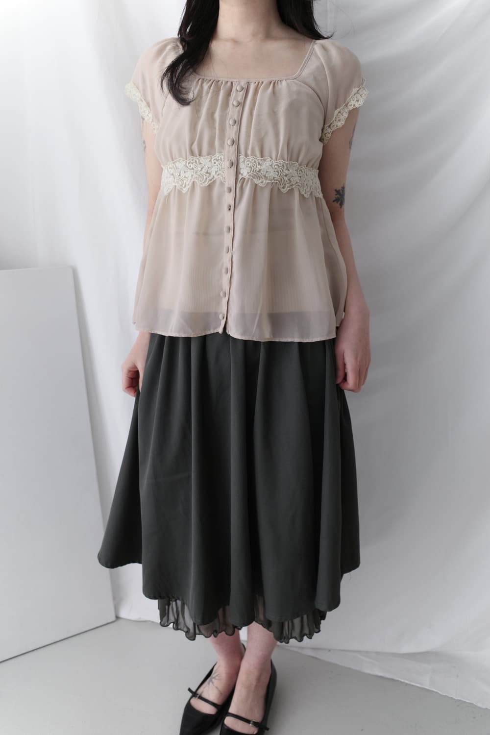 lace see-through blouse 상품이미지7