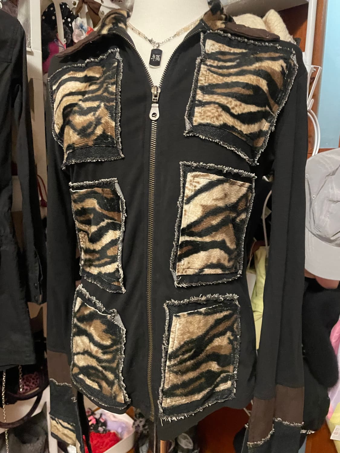 갸루 애니멀 패턴 집업 셔츠 상품이미지7