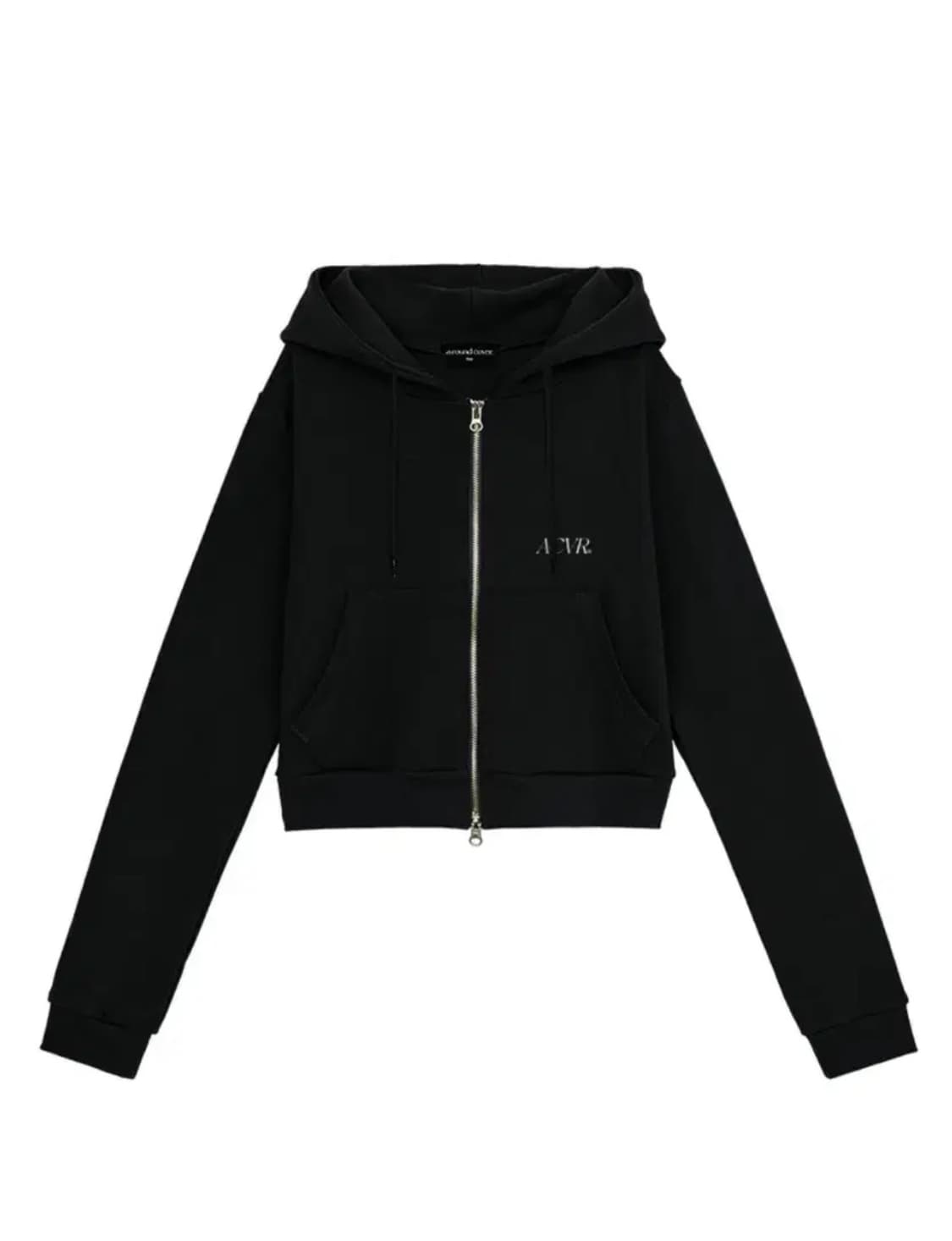 어커버 블랙 크롭 후드집업 상품이미지1