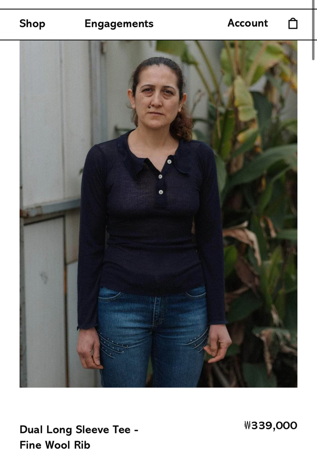 [XS,S,M,L]베이스레인지 25fw Dual 롱 슬리브리스 탑/네이비 상품이미지7