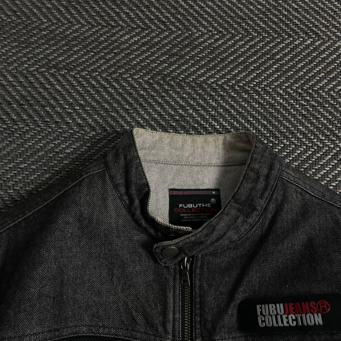 00s 후부 올드스쿨 흑청 데님 바이커 자켓o 3881 상품이미지4