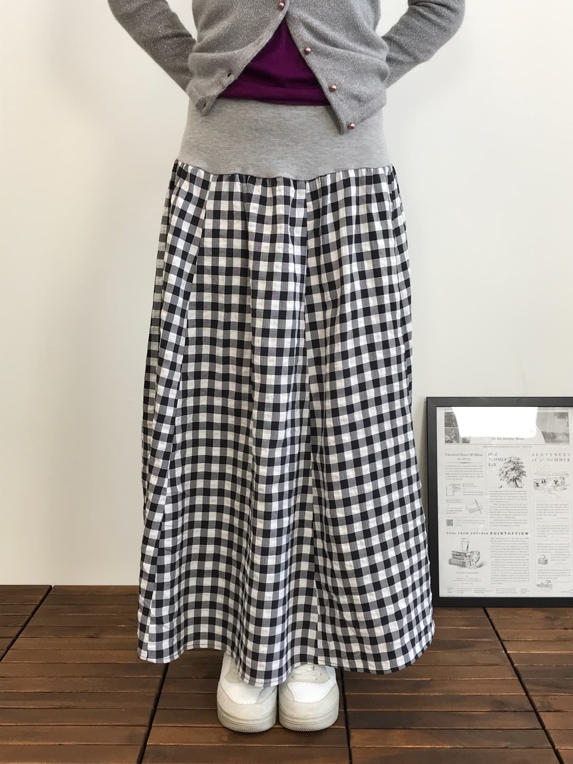 Jpn Poly Checked Long Skirts 상품이미지1