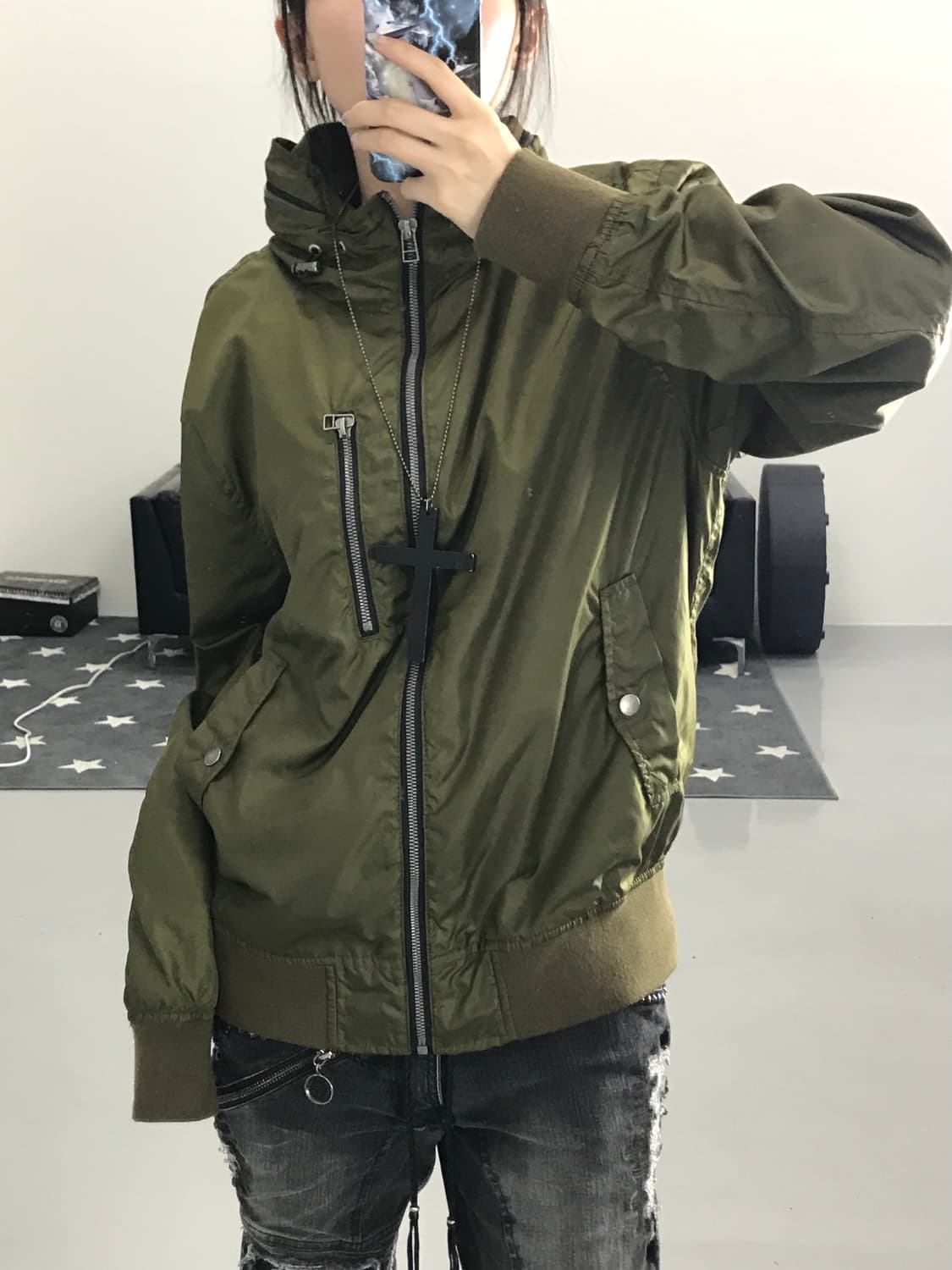 JPN 카키 하이넥 바람막이 상품이미지3