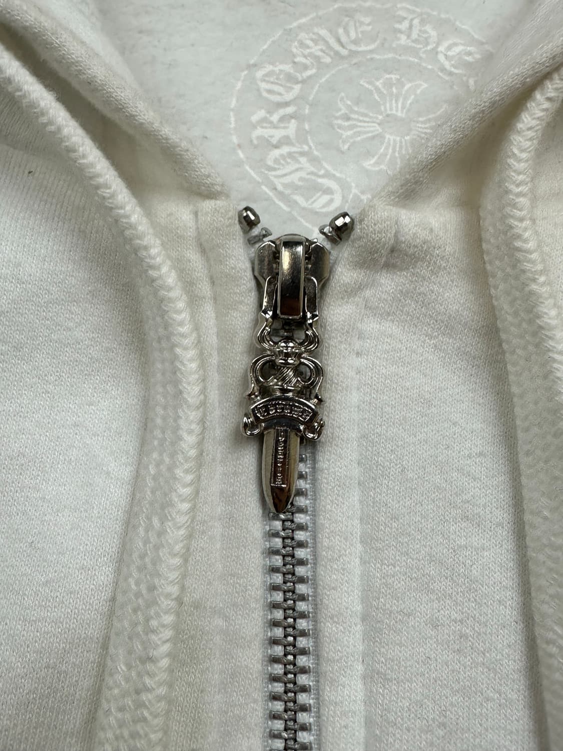 [XL] 정품 크롬하츠 홀스슈 플로랄 플리스 집업 후드 화이트 상품이미지5