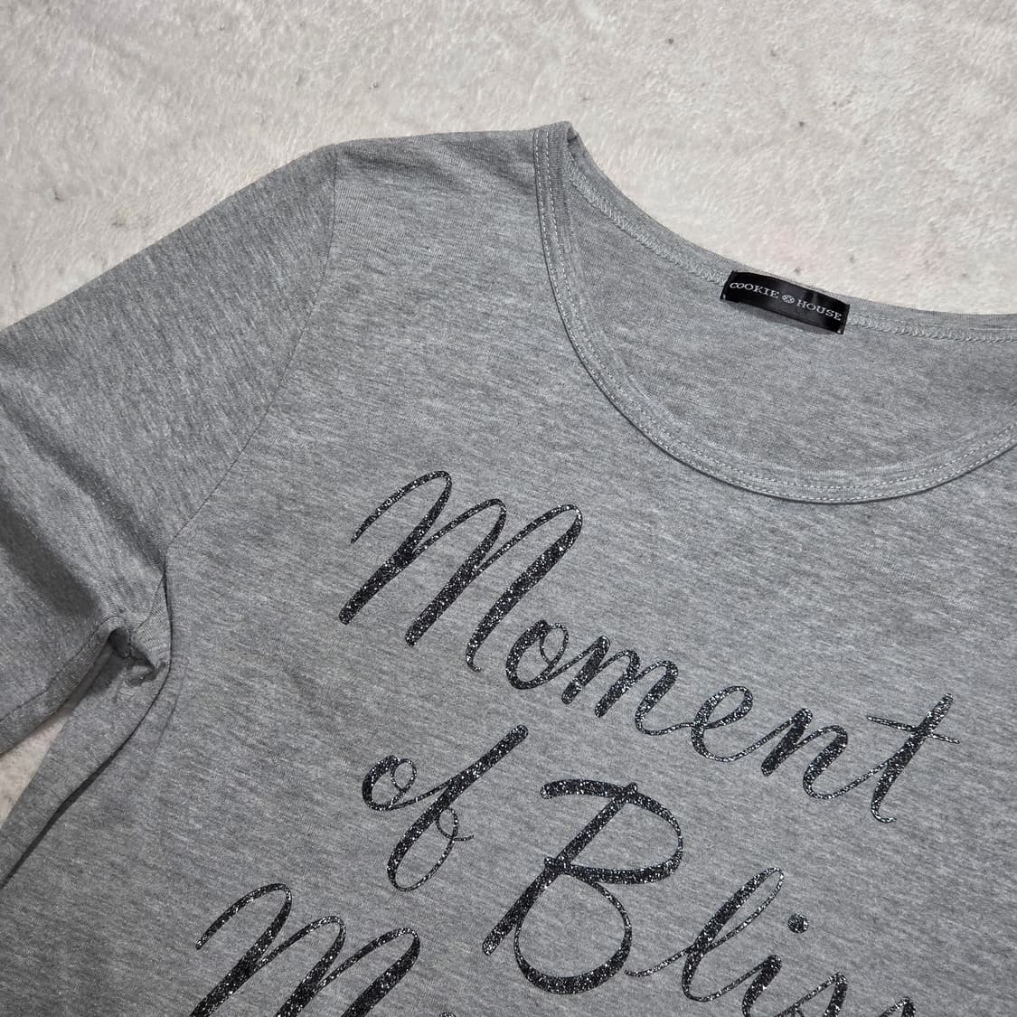 일본 빈티지 글리터 레터링 그레이 롱슬리브 상품이미지2