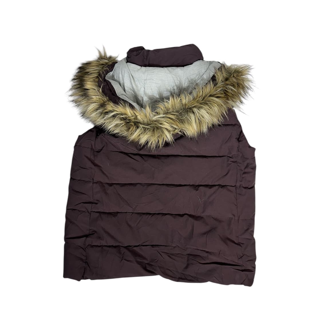 Gap 갭 버건디 y2k 패딩 조끼 울프죠 퍼 후드 베스트 M 상품이미지3