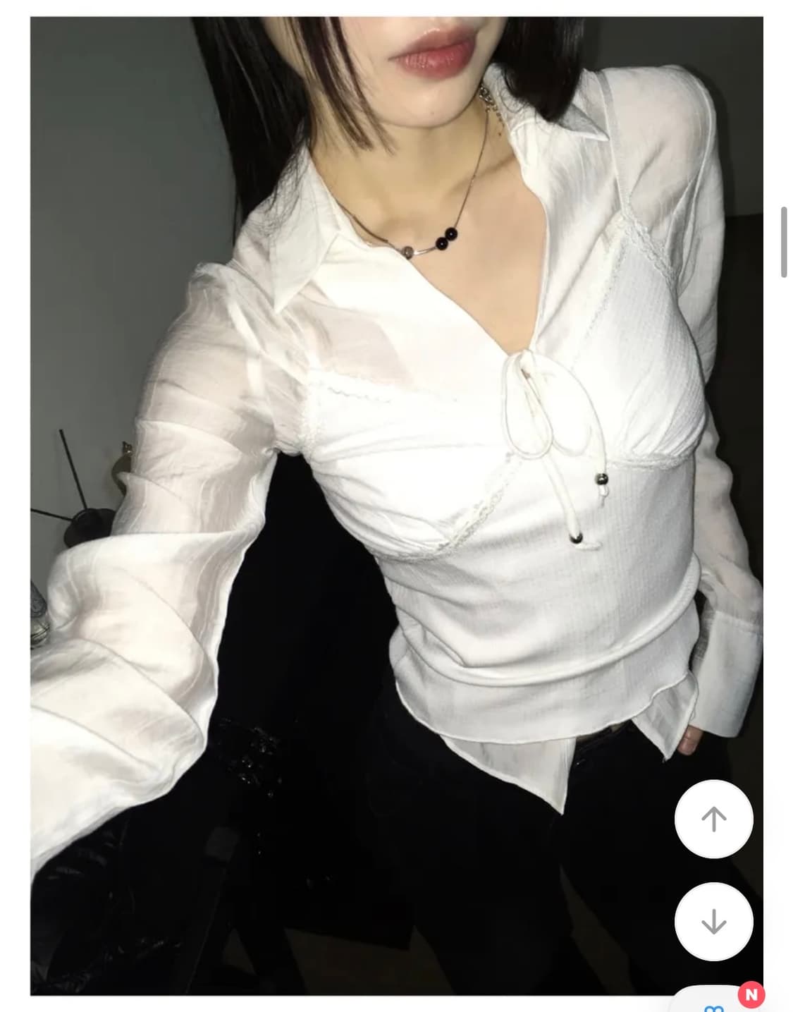 원더원더 볼든 발레코어 스트랩 셔츠 블라우스 상품이미지1