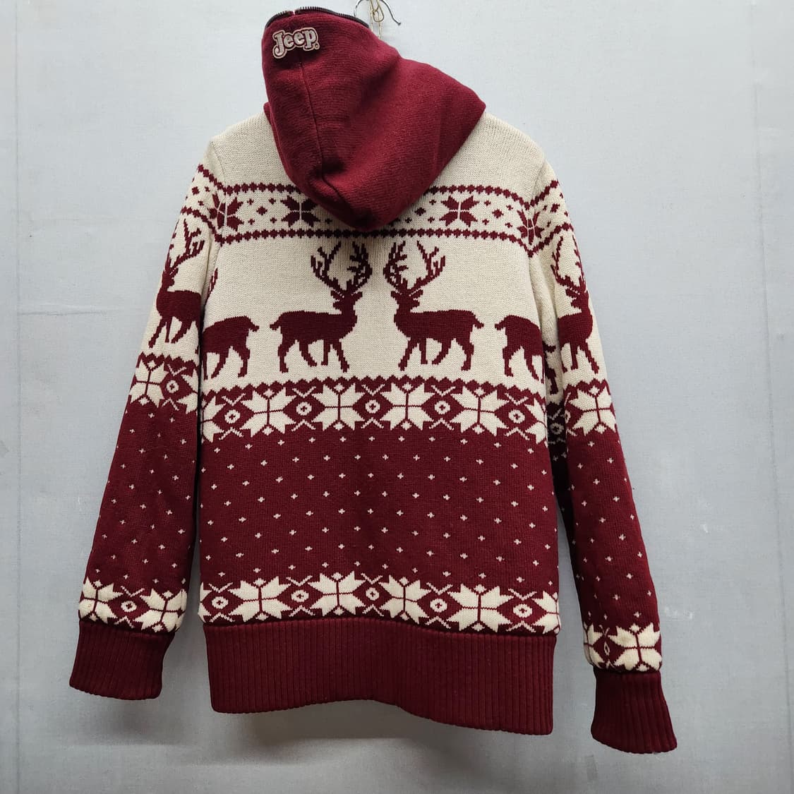 JEEP 지프 노르딕 패턴 풀오버 니트 양털 후드집업 S(S~M) 상품이미지4