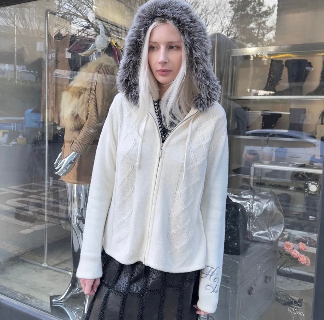 할리데이비슨 퍼 니트 집업 상품이미지1