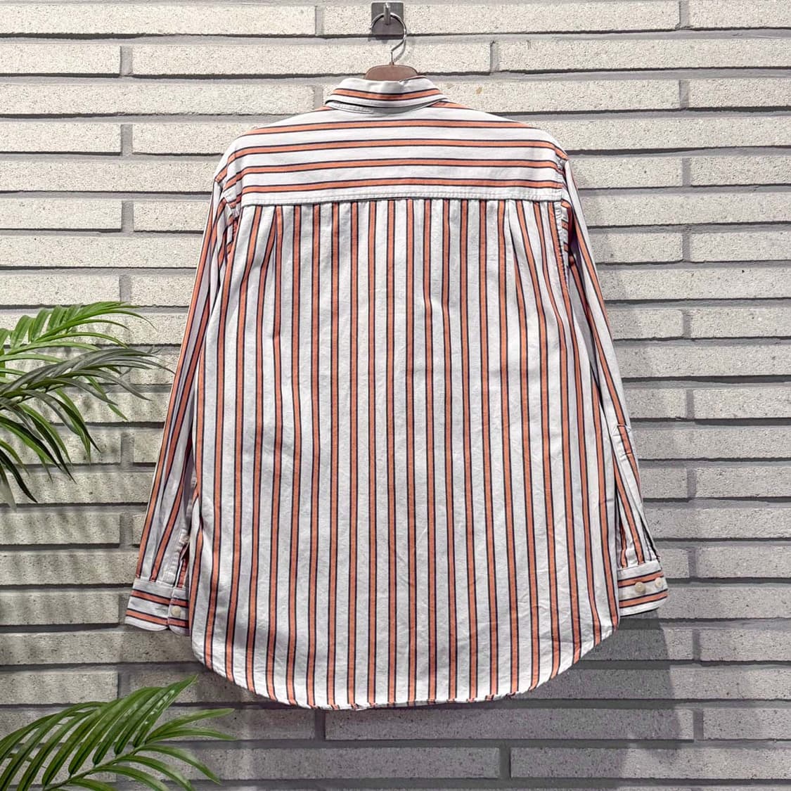 USA VINTAGE 하프플라켓 스트라이프 셔츠 투포켓 디테일 오렌지 상품이미지2