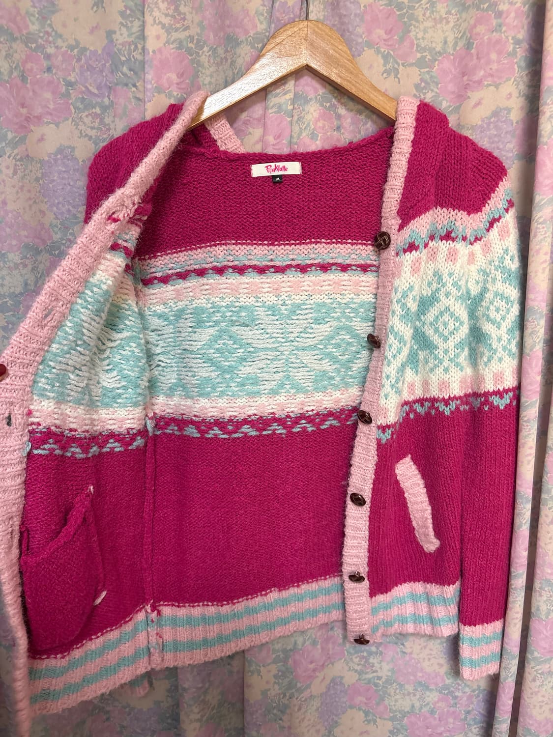 핑크 노르딕 후드 가디건 상품이미지8