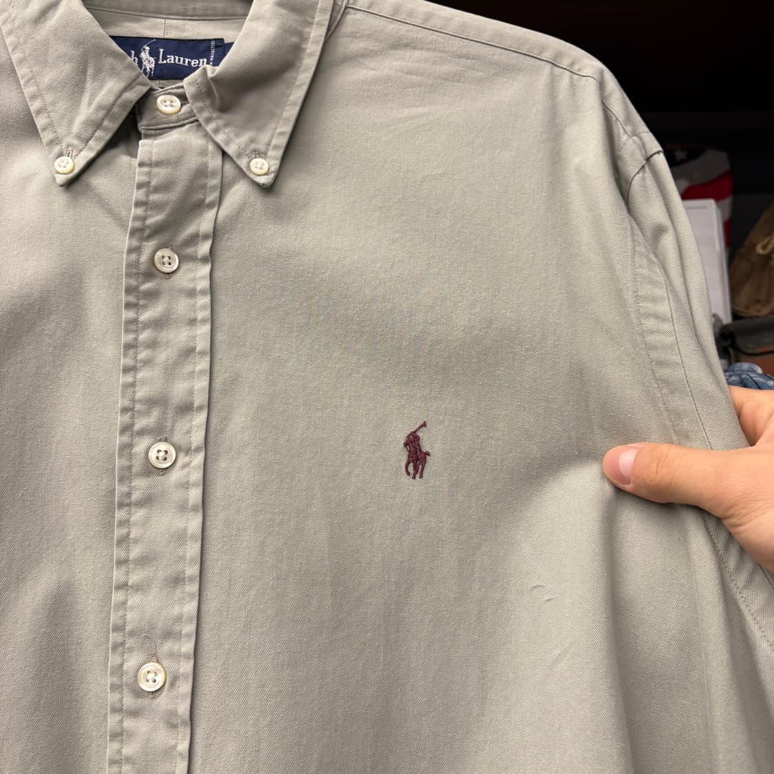 90s 폴로 랄프로렌 소프트 코튼 옥스포드 셔츠 베이지 N746 상품이미지5