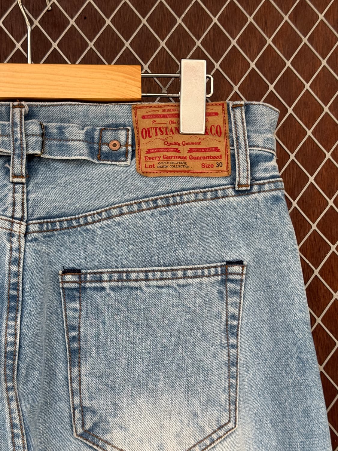 아웃스탠딩 신치백 셀비지 데님팬츠 연청 32 상품이미지6