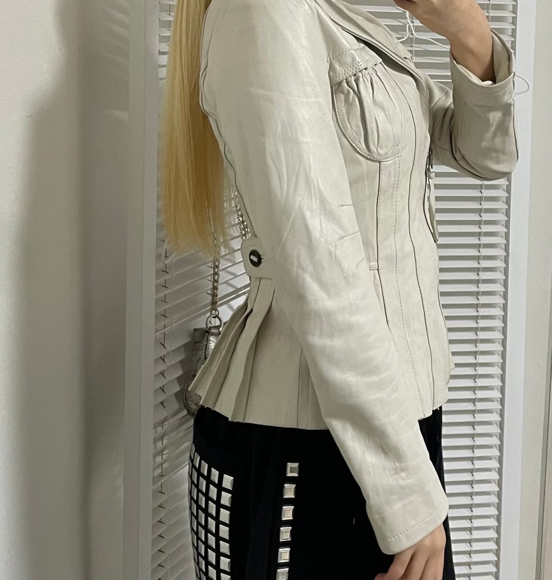 핀턱 코르셋 레더 자켓 shop502 파우닝  상품이미지7