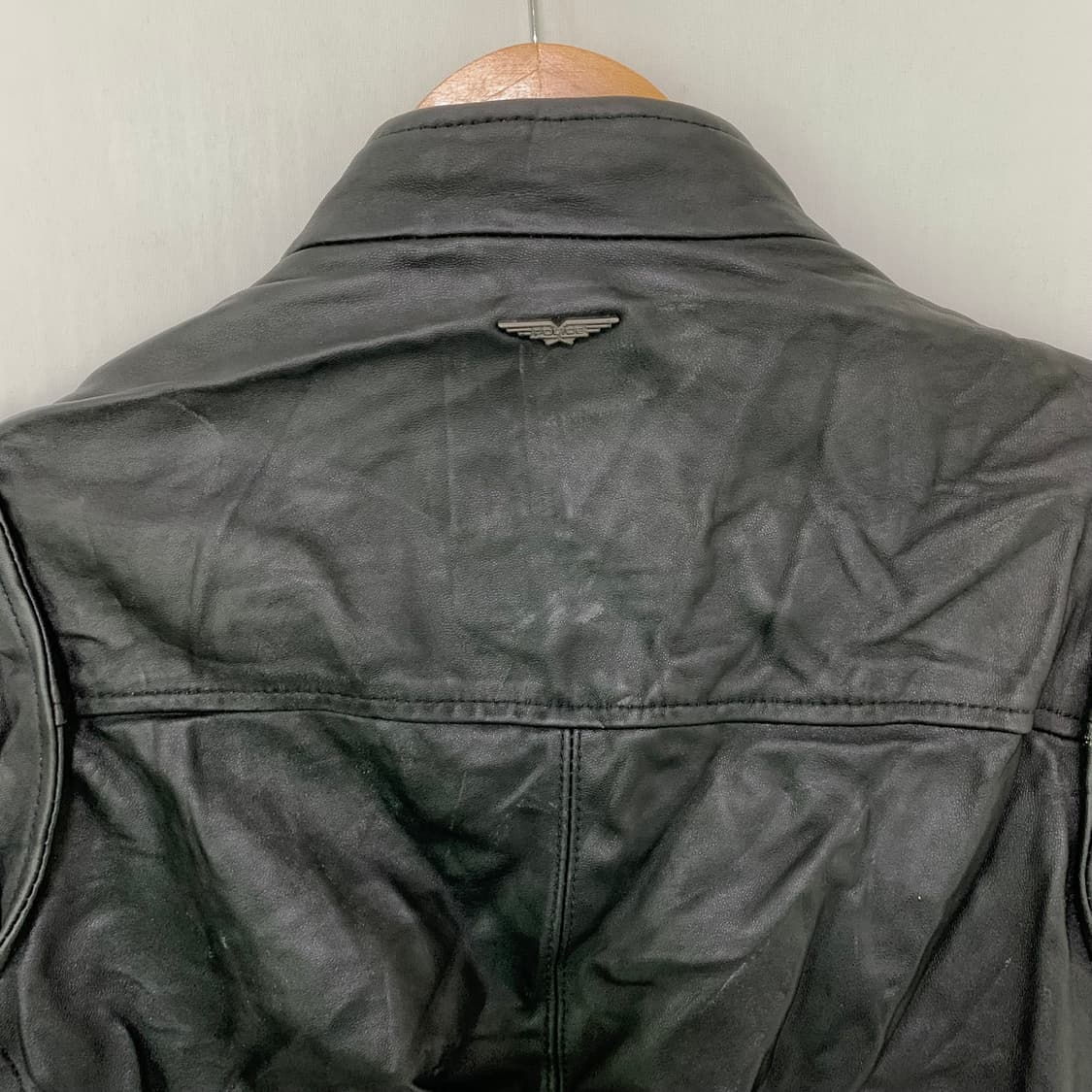 빈티지 리얼레더 지퍼 무광 양가죽 노카라 집업 자켓 95 M 남녀공용 상품이미지10