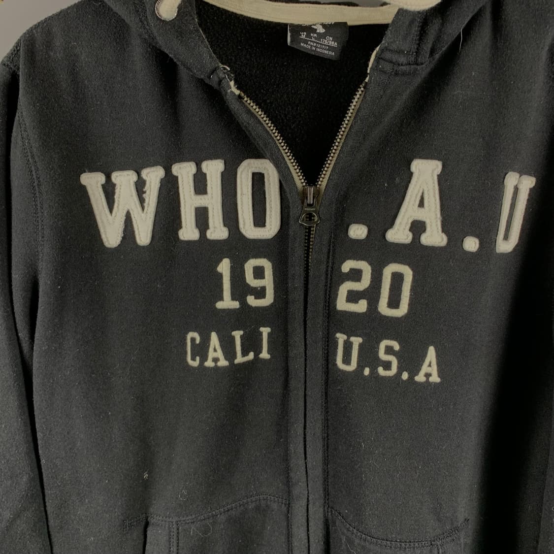 후아유 y2k 와투케 블랙 후드집업 상품이미지4