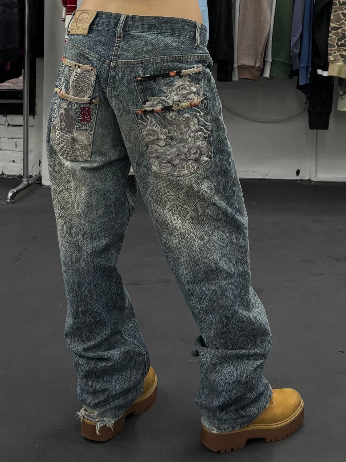 카라쿠리 타마시 뱀피 오리엔탈 데님팬츠 상품이미지6