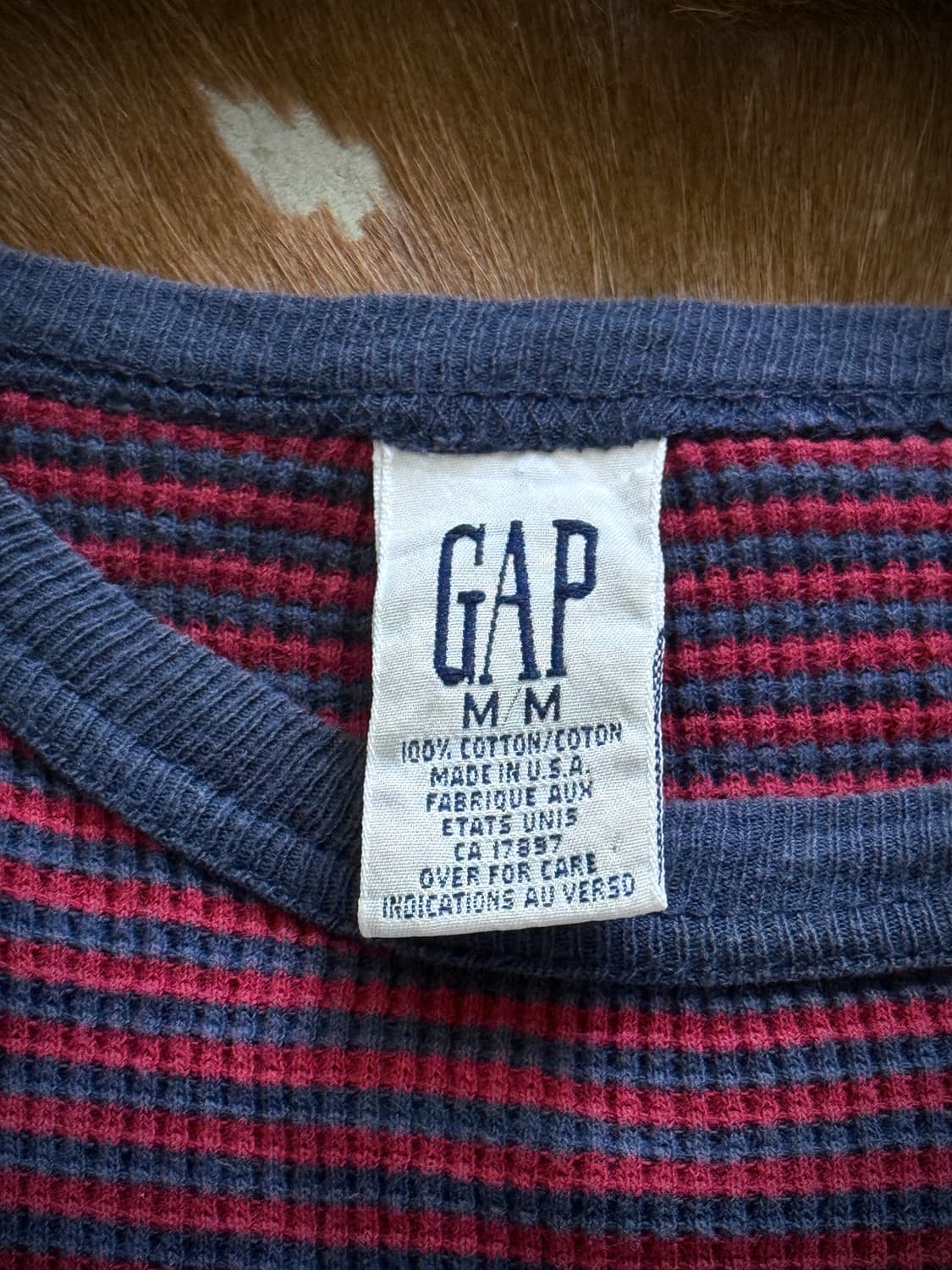 80s 90s old Gap USA 스트라이프 써멀 링거 티셔츠  상품이미지7