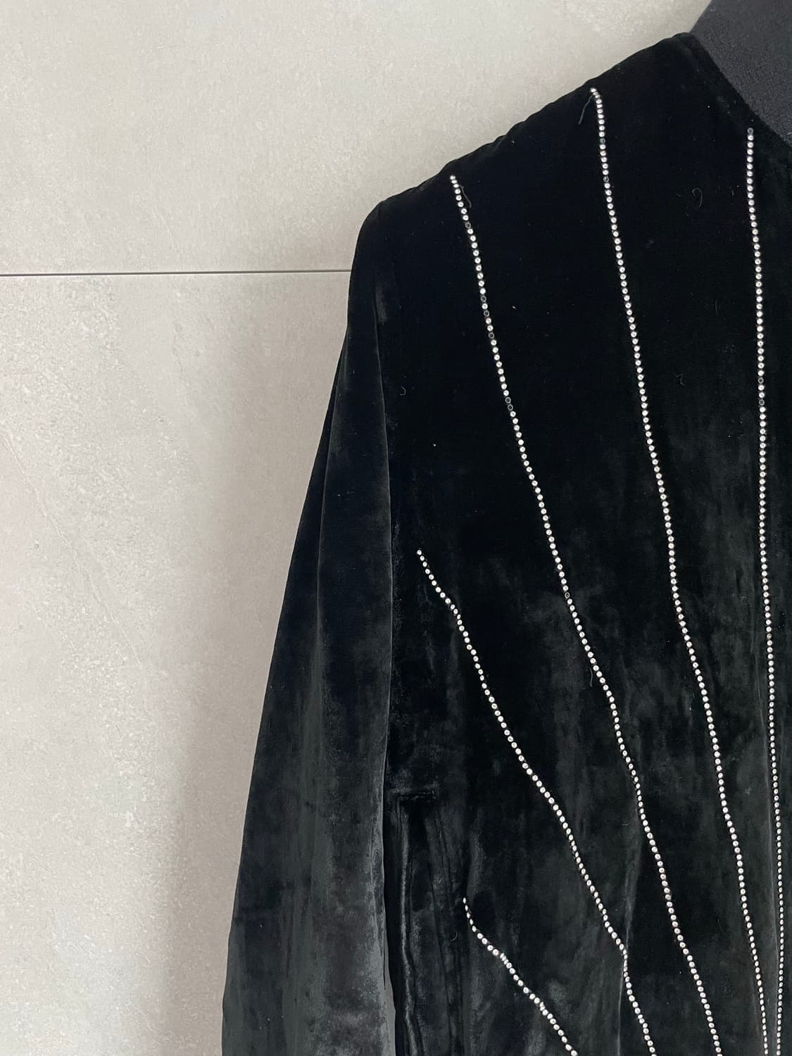 생로랑 fw15 라인스톤 벨벳 블루종 봄버자켓 상품이미지6