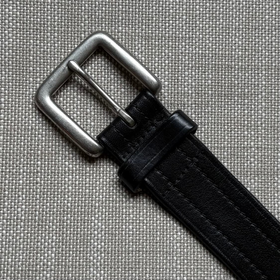 [32] 90s USA Eddie Bauer 블랙 레더 솔브 버클 벨트 상품이미지5