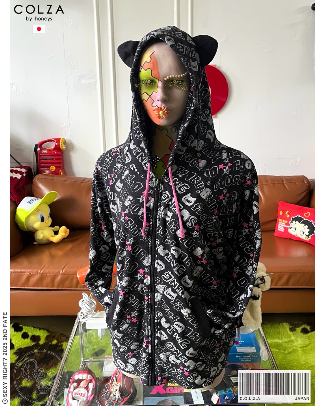 COLZA Graphic Pattern Ears Hood Zip-up 상품이미지1