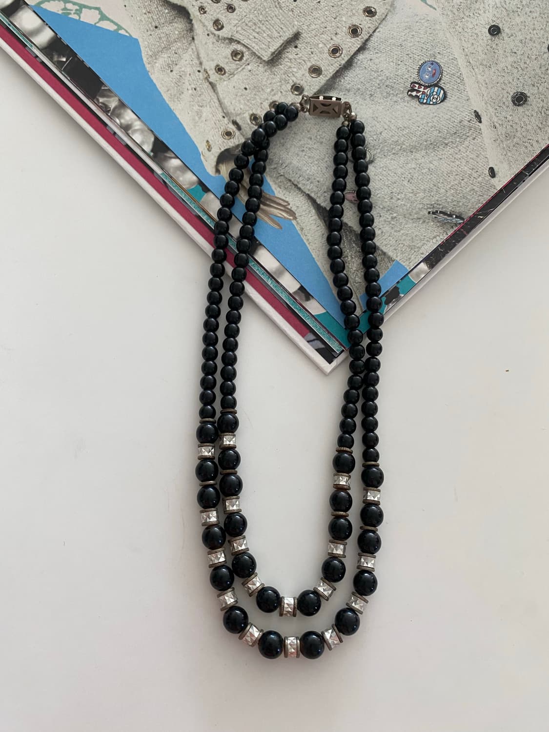 빈티지 더블라인 블랙 비즈 목걸이 상품이미지2