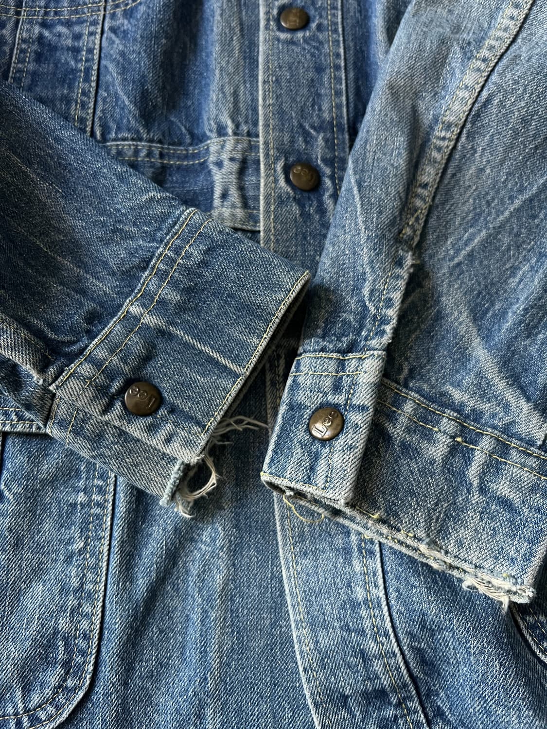 [XL]80's Lee Made in USA 빈티지 워싱 데님 코트 자켓 상품이미지6