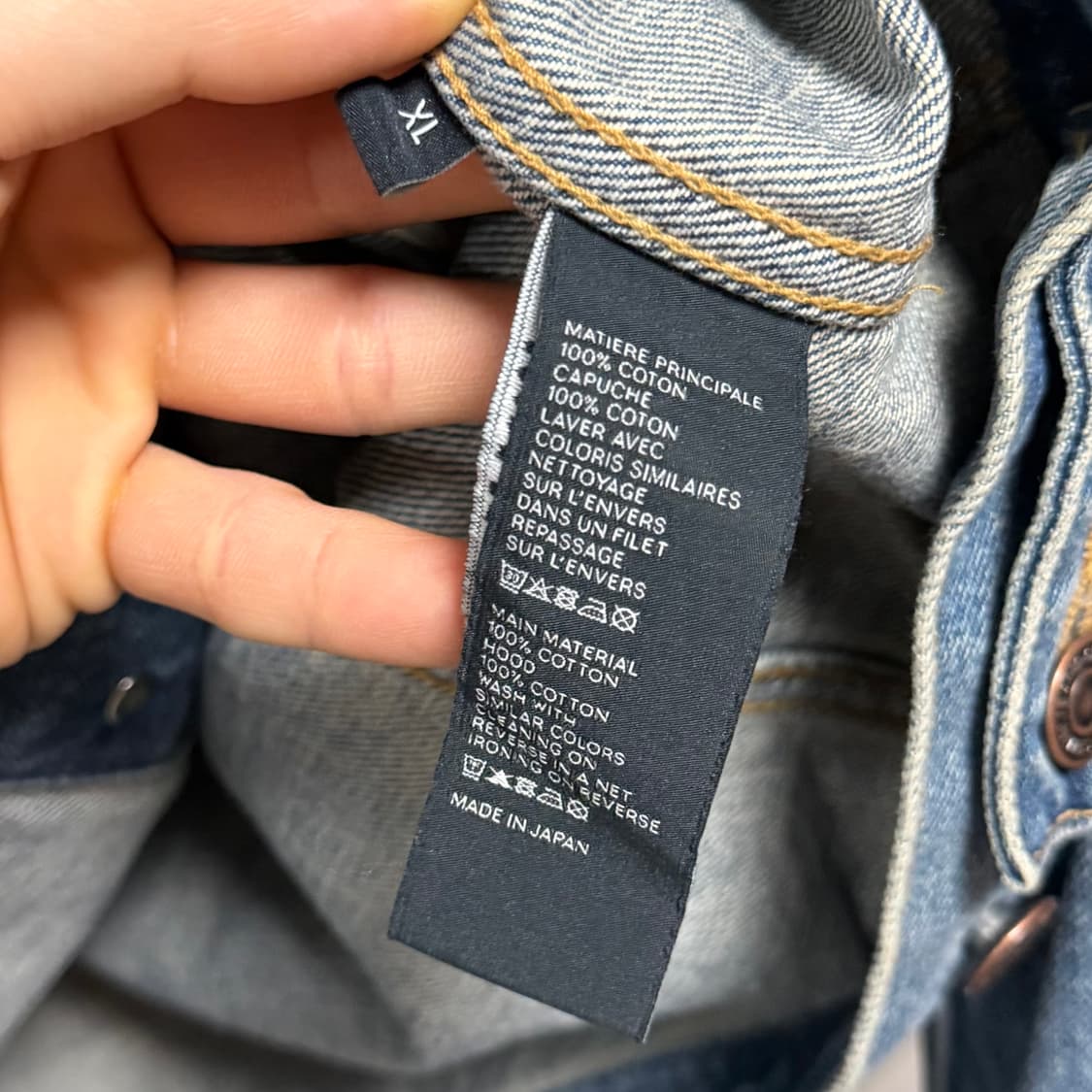 [S+급/XL] 셀린느 백로고 후드 데님 청자켓 그레이 상품이미지7