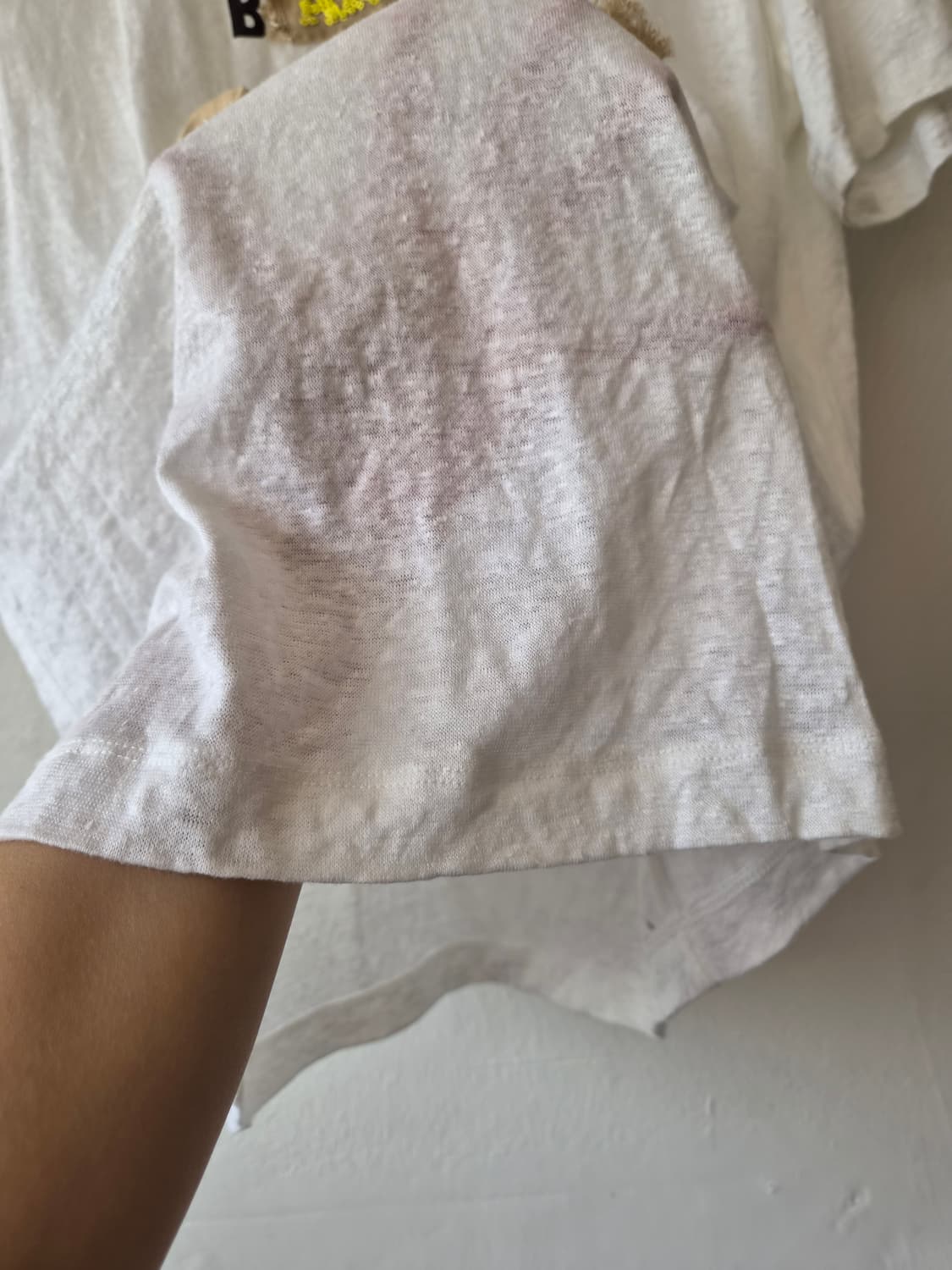 베네통 여성 패치 린넨반팔티셔츠 44사이즈 상품이미지4