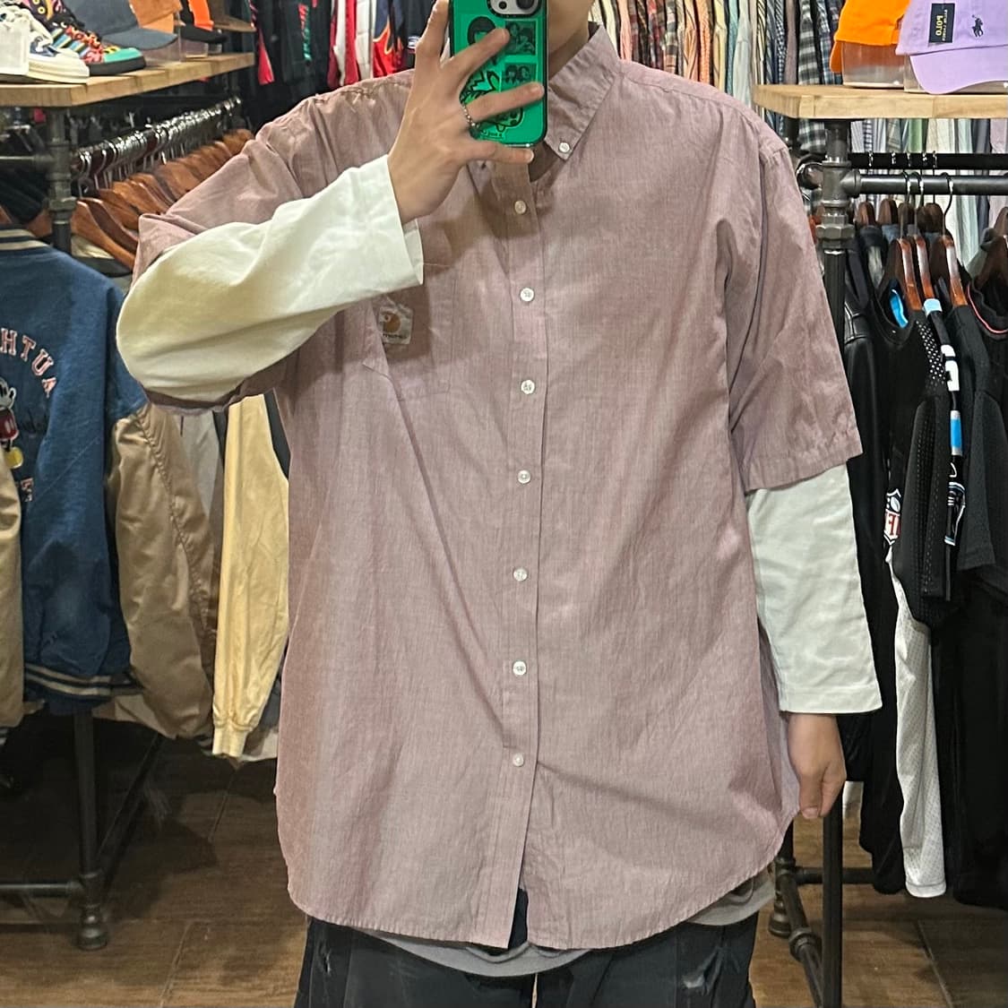 [HI] 칼하트 반팔 셔츠 핑크그레이 상품이미지2