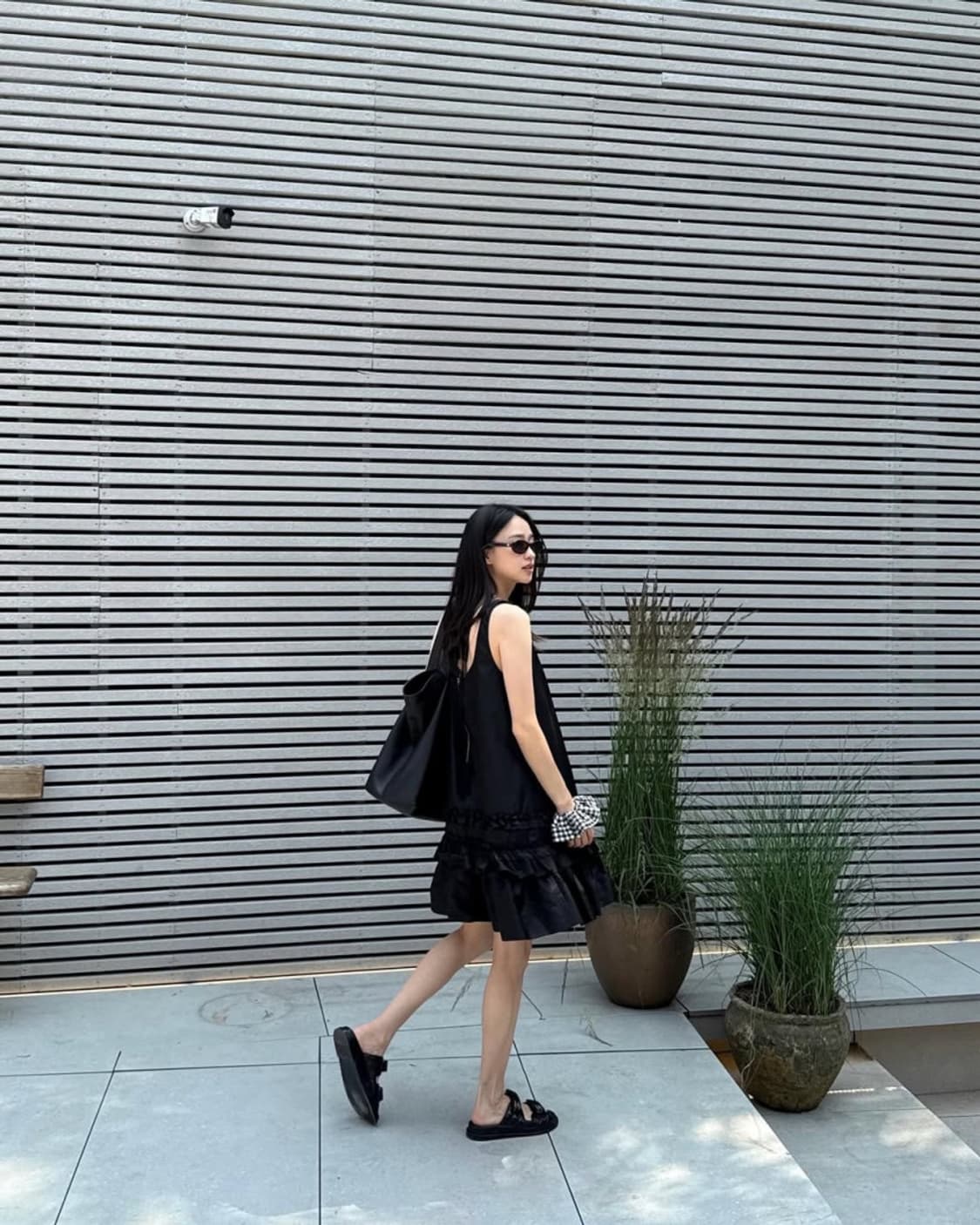 가니 블랙 원피스 Black Cotton Poplin Mini Dress 상품이미지4