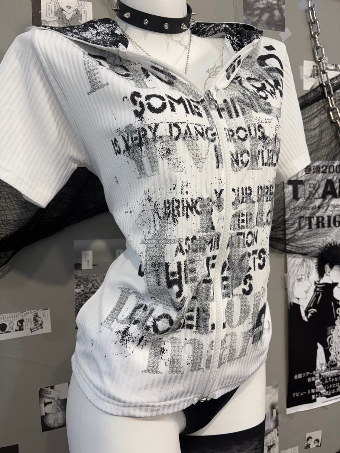 PUNK lettering halfsleeve hood zip up 상품이미지9