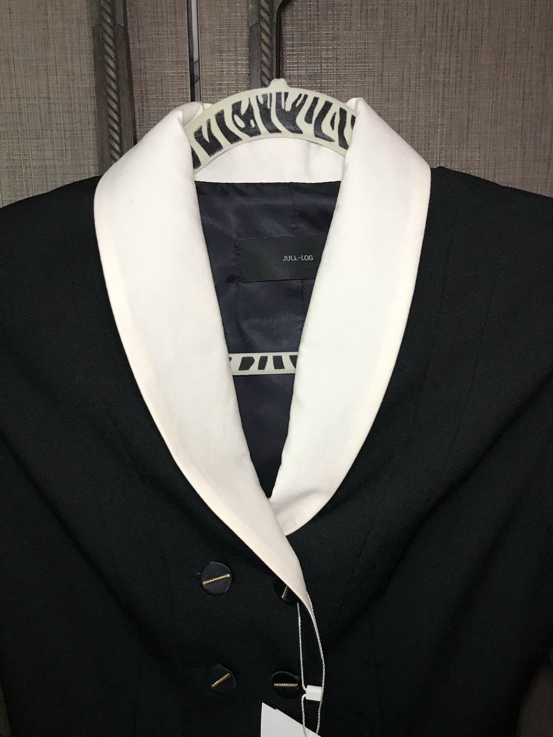 [새상품] 줄로그 JULL-LOG 블랙 화이트 배색 카라 롱 원피스 상품이미지4