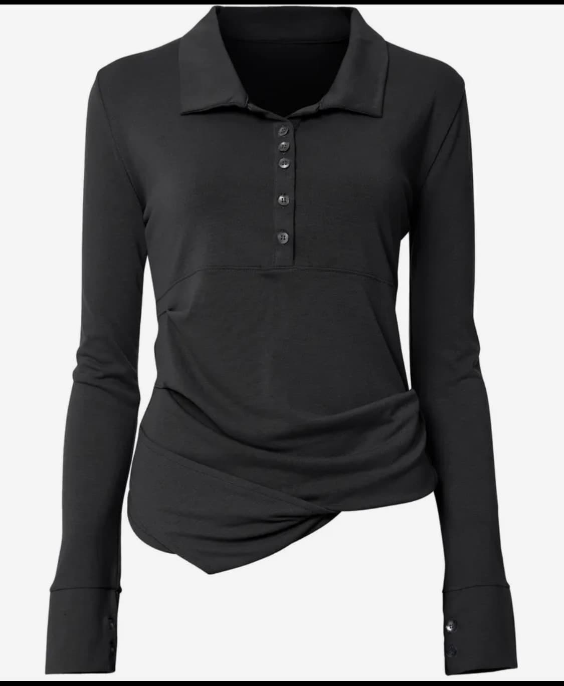 플레어업 드레이프 셔츠 롱슬리브 블랙 (택달린 새상품) 상품이미지1