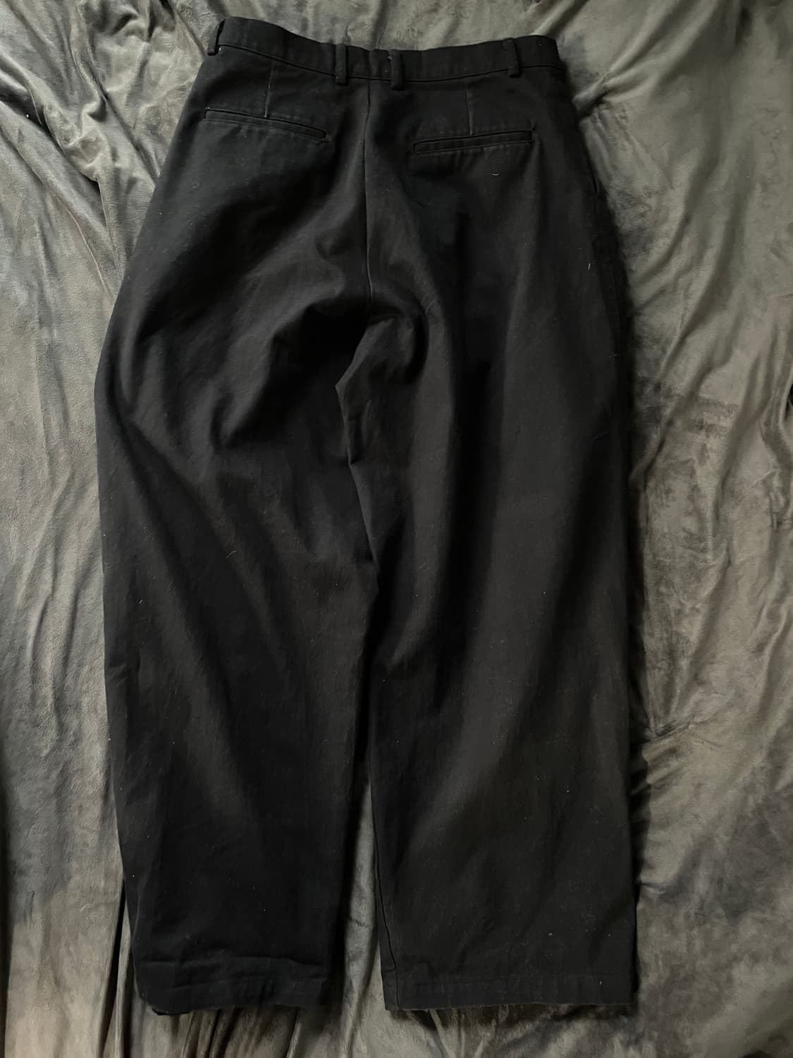 피인오 958 투턱 와이드 코튼 팬츠 블랙 M 상품이미지2