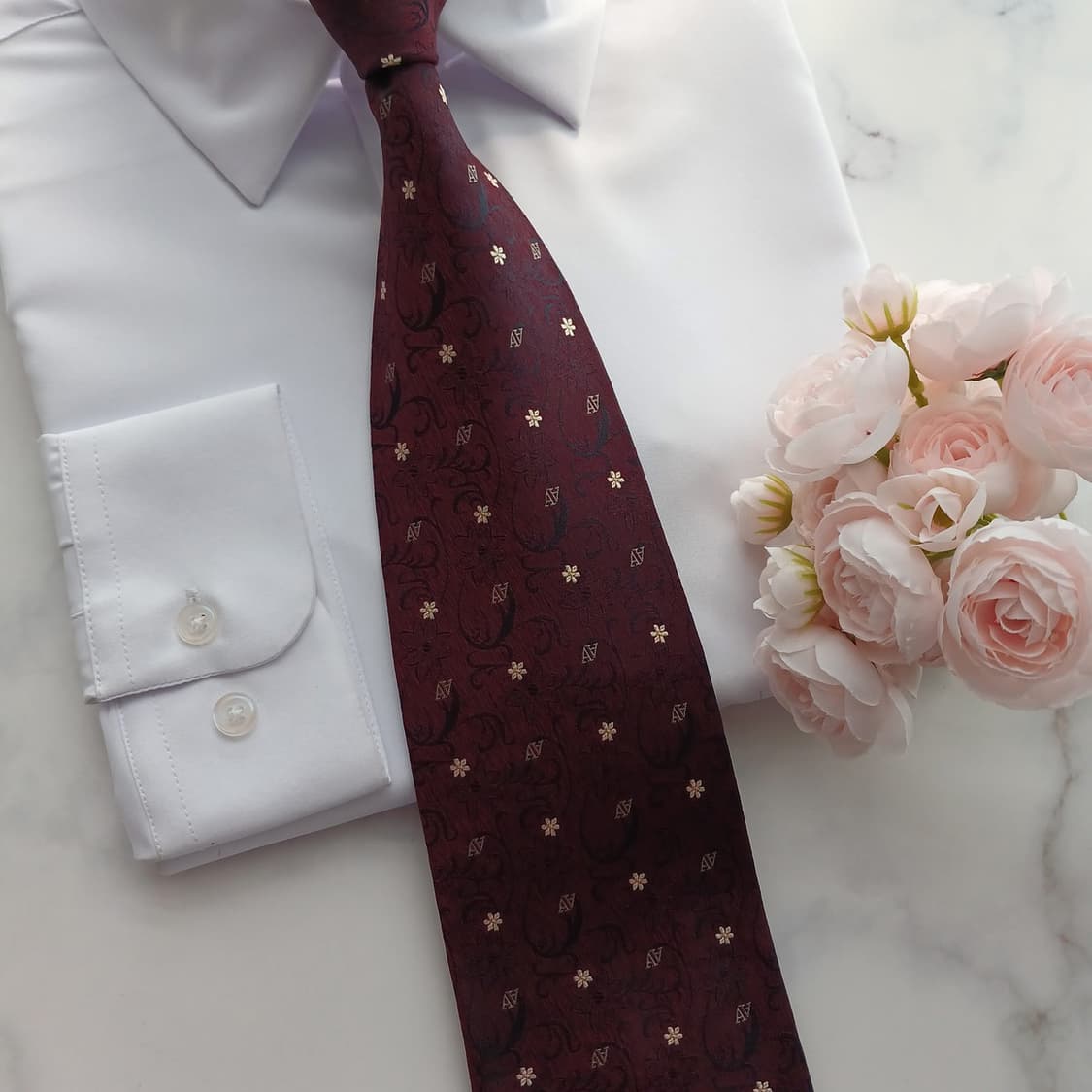 아쿠아스큐텀 실크 플라워 자카드 넥타이 9.5cm A+등급 A18778
 상품이미지5