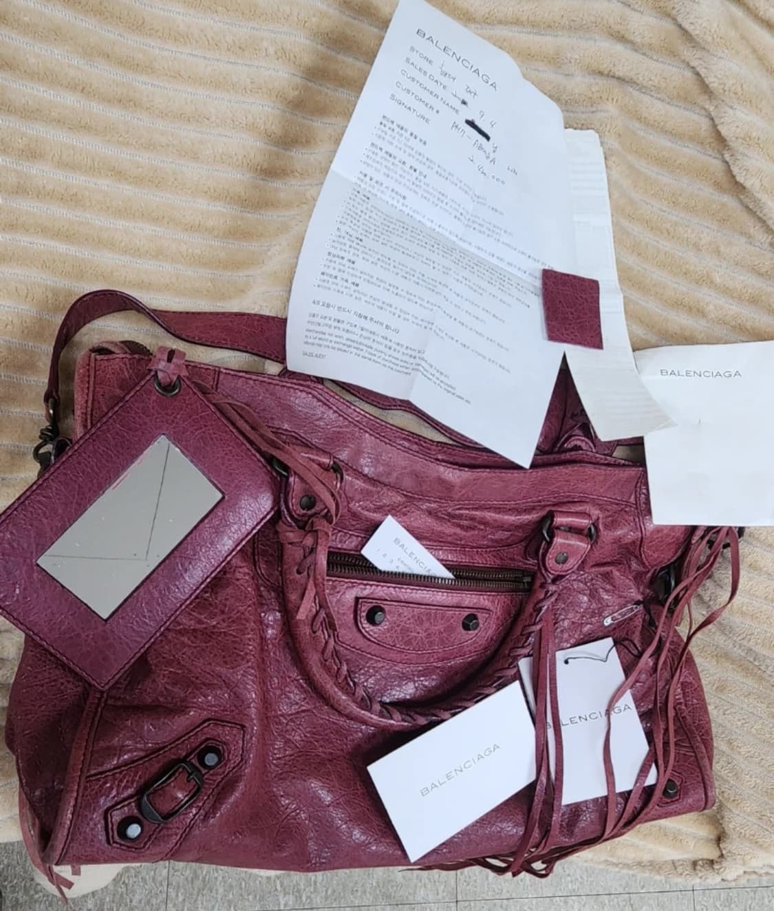 발렌시아가 모터백 시티백 버건디 상품이미지2