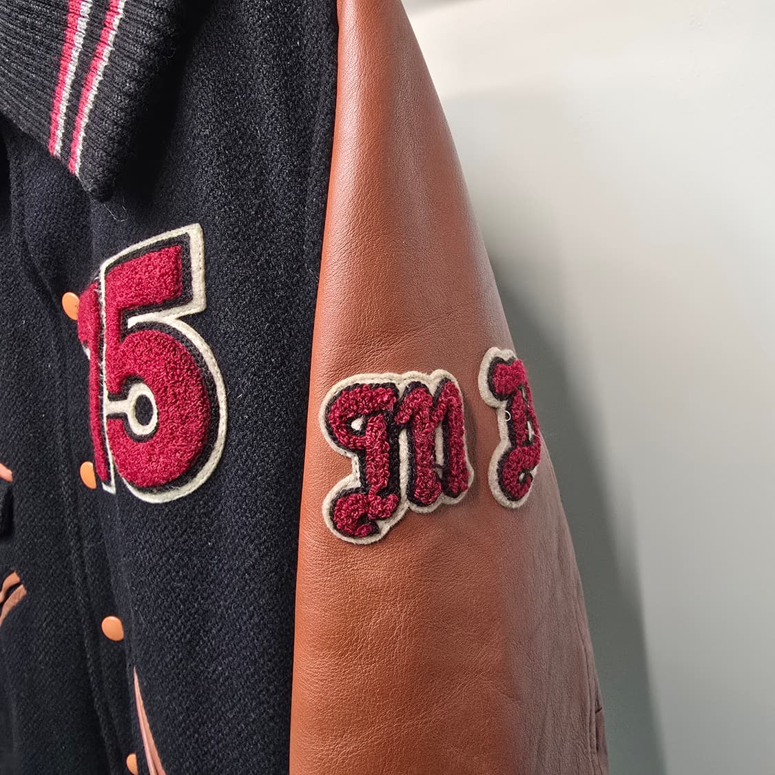 빈티지 MEN'S BIGI 울 소가죽 바시티 자켓 M 상품이미지4