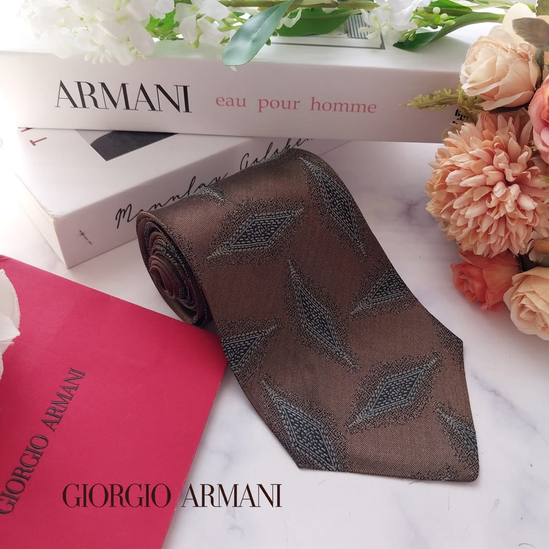 조르지오 아르마니 실크 브라운 패턴 넥타이 9.6cm A등급 K1725
 상품이미지2
