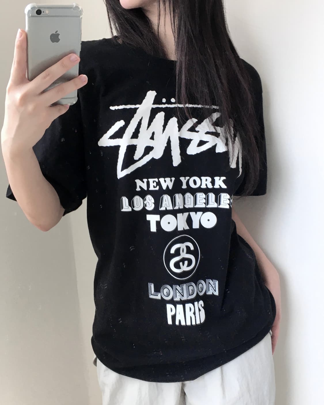 Stussy 스투시 블랙 월드투어 티셔츠 상품이미지1