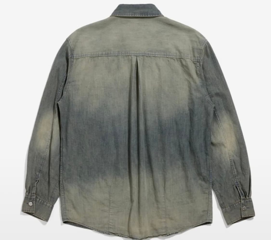 Vented Denim Shirt Long Washed DustyBlue 상품이미지2