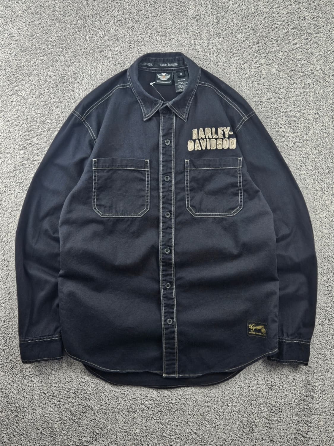 할리데이비슨 스티치 포켓 윙즈이글 바이커 셔츠 ( M ) / 11589 상품이미지2