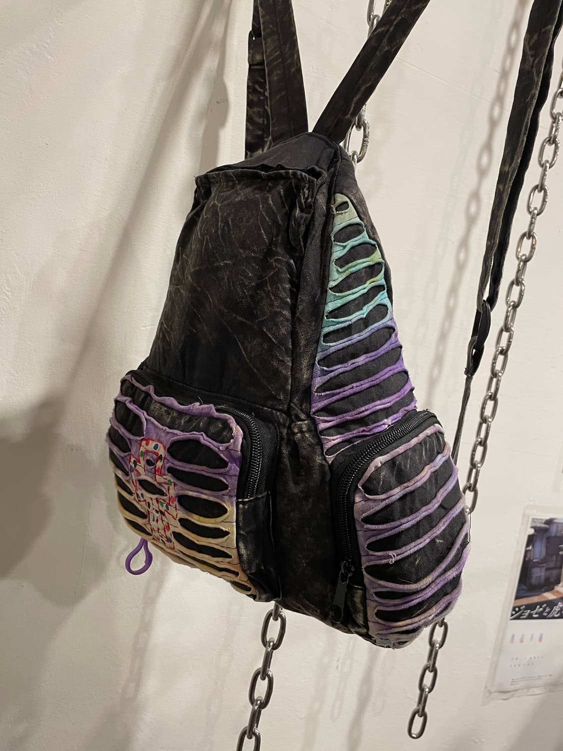 십자가 자수 퍼플 블랙 그런지 워싱 백팩 히피 오리엔탈 상품이미지3