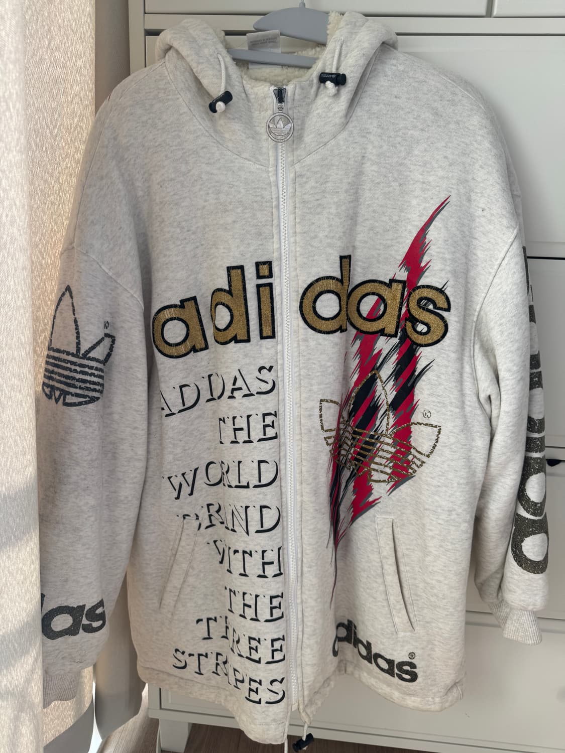 올드스쿨 빈티지 90년대 아디다스 x 데상트 플리스 후드집업 상품이미지2