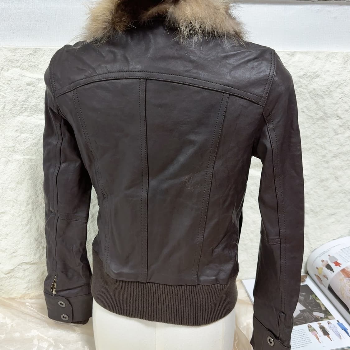 빈티지 frizz 라쿤퍼 카라 양가죽자켓 상품이미지5